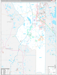 The Villages Metro Area Wall Map Premium Style 2024